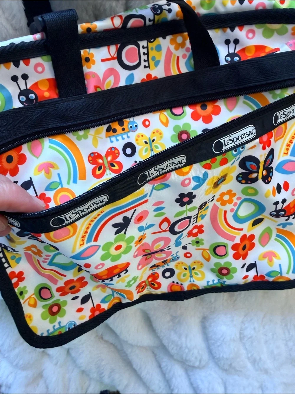 LeSportsac Travel Organizer Bag with Colorful Bug & Flower Print